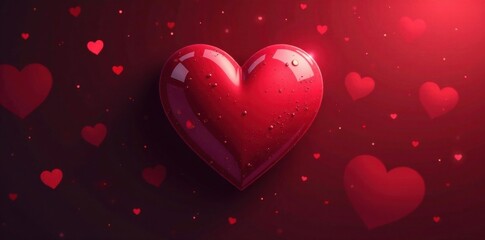 Red heart icon in outline format with subtle shading , subtle shading, graphic illustrations, modern typography