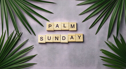 Palm Sunday celebration with Palm Sunday typographer design Palm Sunday greeting card with text Palm