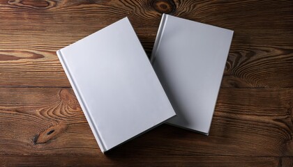 Vintage White Books on Distressed Wooden Table A Minimalist and Elegant Scene of Two Blank Canvases Set against a Rustic Backdrop, Perfect for Modern Artwork or Home Decor Inspiration.
