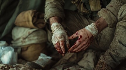 Soldier Soldier Bandaging Overview Wound Hands Tent