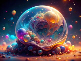 Ethereal Surreal Abstract Organic Blob Forms with Bokeh Background - Stock Photo