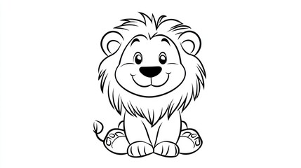 A Cute Sitting Cartoon Lion Smiling With Friendly Expression