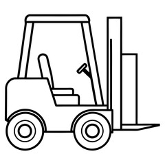 Forklift Simple Outline Construction White Background Vector Illustration, Cartoons, Clipart, Line Art Design, Simple forklift vector illustration for construction, white background, cartoon & line ar