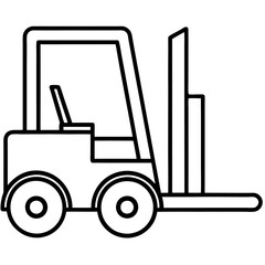Forklift Simple Outline Construction White Background Vector Illustration, Cartoons, Clipart, Line Art Design, Simple forklift vector illustration for construction, white background, cartoon & line ar