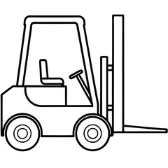 Forklift Simple Outline Construction White Background Vector Illustration, Cartoons, Clipart, Line Art Design, Simple forklift vector illustration for construction, white background, cartoon & line ar