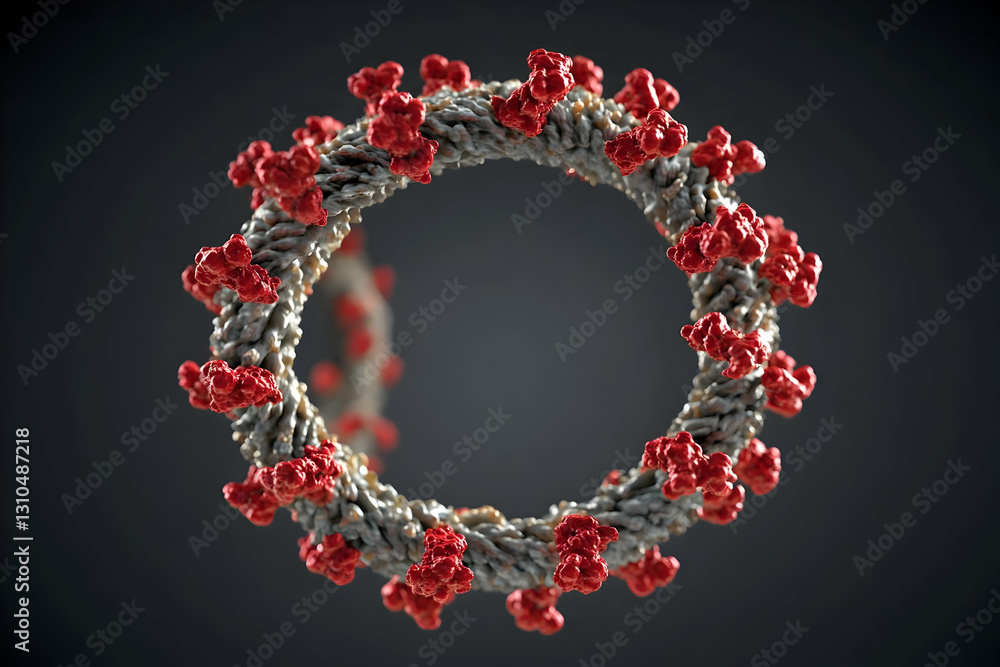 Aufkleber 3d render of microscopic virus structure