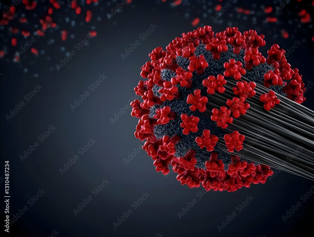 Aufkleber 3d render of microscopic virus structure