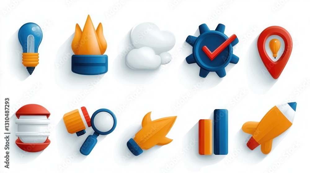 Poster a comprehensive set of 15 thin line digital marketing icons that visually represent a variety of bus