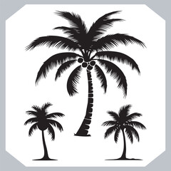 Simple and Elegant Palm Tree Silhouette Vector Black Coconut Trees for Logos