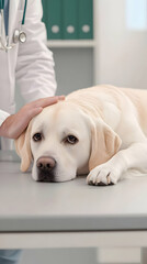Veterinary Care Realistic Image: Sad Labrador