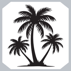Simple and Elegant Palm Tree Silhouette Vector Black Coconut Trees for Logos