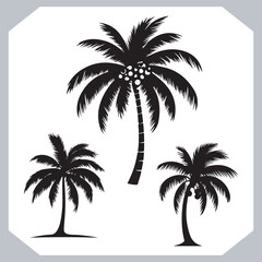Simple and Elegant Palm Tree Silhouette Vector Black Coconut Trees for Logos