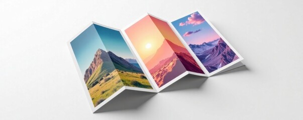 Simple design with three-folded brochure on a plain white background, white, brochure, design
