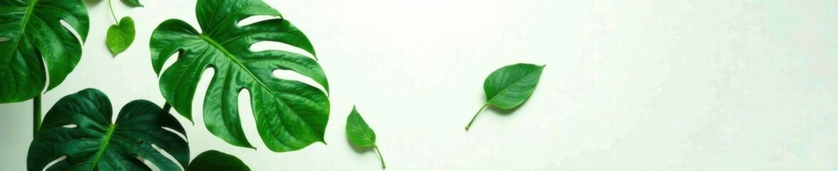 Large Monstera deliciosa leaves with isolated on white background , monstera, foliage, plant leaves