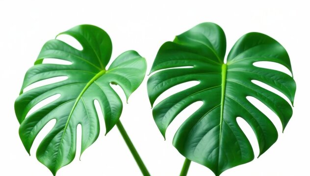 Large Monstera leaves on a pure white background isolated from the rest of the image, background, monstera deliciosa, monstera