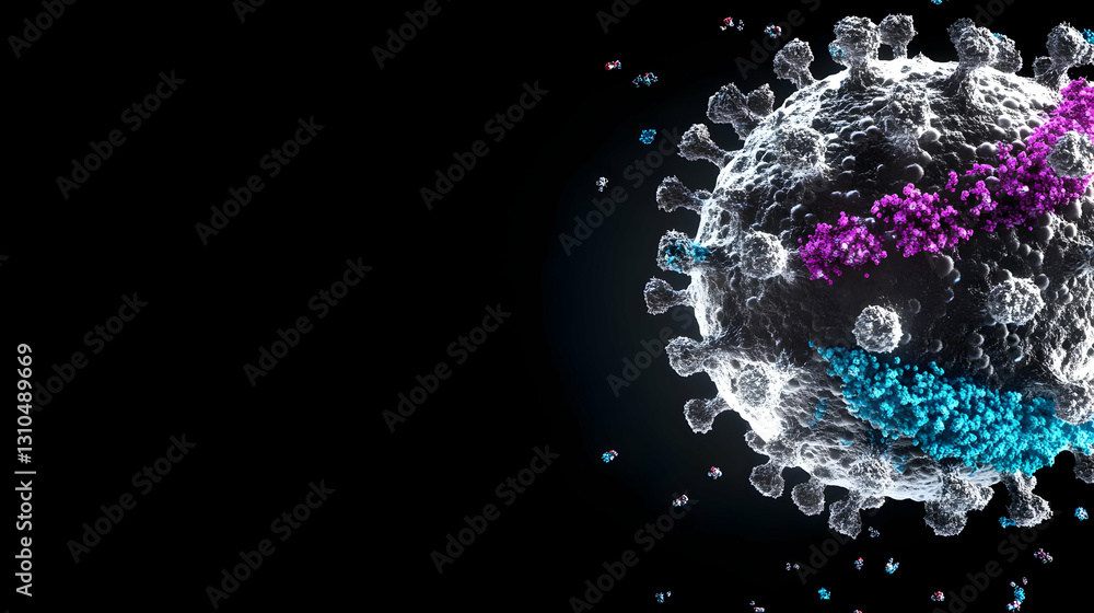 Poster 3d render of virus disintegration abstract background