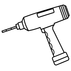 Hammer Drill Minimalist Sketch Construction White Background Vector Illustration, Minimalist hammer drill vector sketch design for construction, industrial and repair themes.