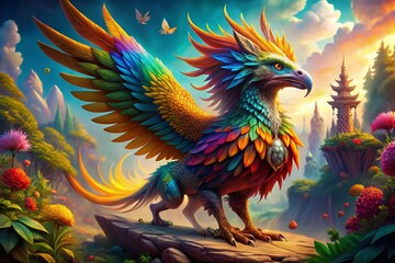 Obraz premium Fantasy Zoo Animals: Magical Creature Illustration Texture Design