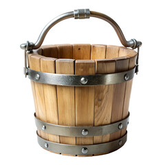 Fototapeta premium old wooden bucket isolated on transparent background