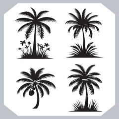 Palm Trees Silhouette Black Simple Coconut Tree Silhouettes for Logos and Designs