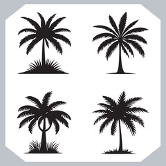 Palm Trees Silhouette Black Simple Coconut Tree Silhouettes for Logos and Designs
