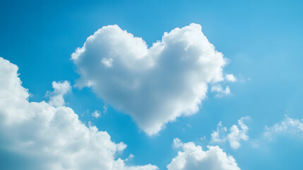 Love floating in the blue sky with white clouds