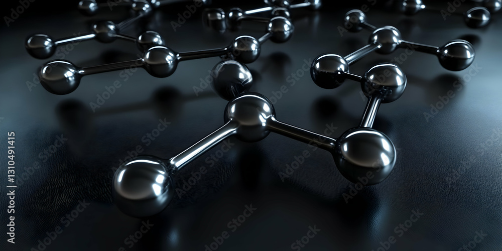 Aufkleber 3d rendering of dark metallic molecular structure
