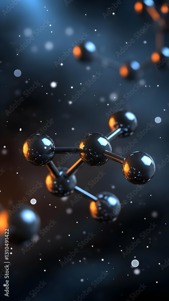 Poster 3d rendering of glowing molecular structure