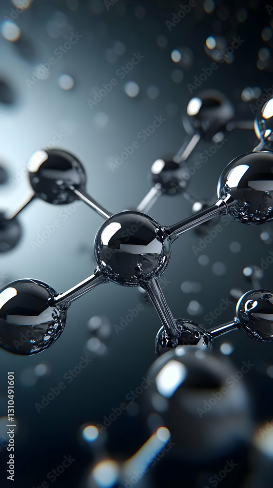 Poster 3d rendering of metallic molecular structure