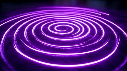 Purple Neon Spiral Light Trails on Dark Surface