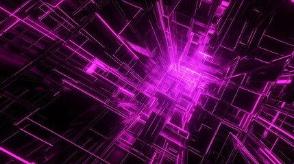 Obraz premium Purple Neon Grid Corridor