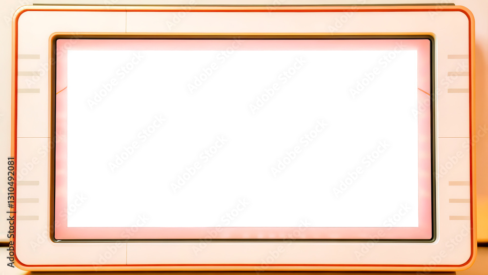 Poster a blank framed display, featuring a light-colored border with a simple design, suitable for showcasi