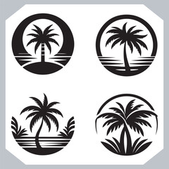 Fototapeta premium Black Palm Tree Silhouettes Coconut Tree Vector Graphics for Digital and Print Design
