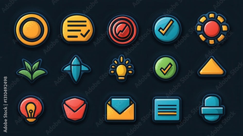 Poster a comprehensive set of 15 clean and modern outline icons for web and mobile app user interface and u