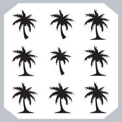Black Palm Tree Silhouettes Coconut Tree Vector Graphics for Digital and Print Design