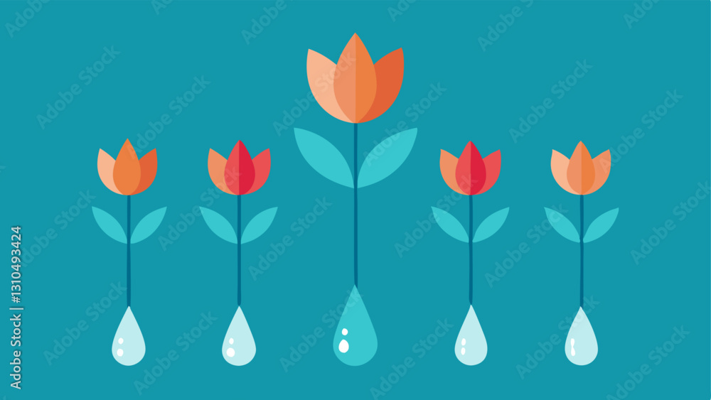 Poster tear drops turning into flowers a series of tear drops cascading down and transforming into blooming