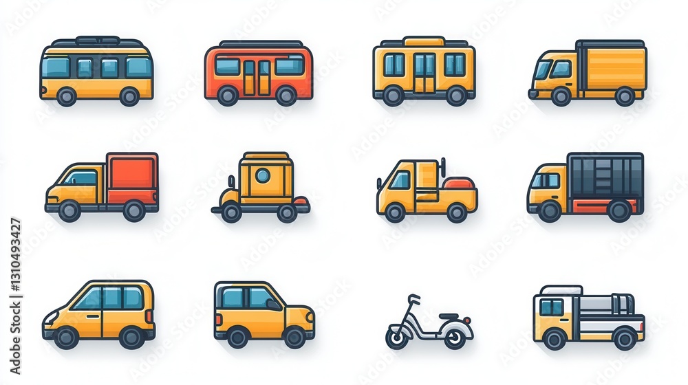 Aufkleber a set of 15 minimalistic transportation outline icons depicting a diverse array of vehicle types inc