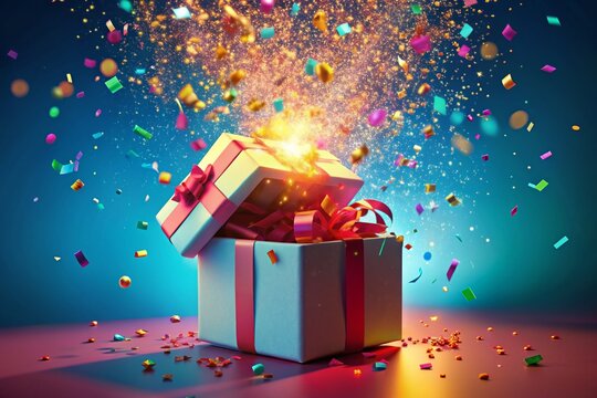 Festive Gift Box Surprise: Confetti Explosion, Mobile Marketing Reward