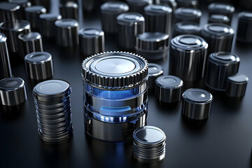 Abstract 3D Rendering of Chrome Cylinders