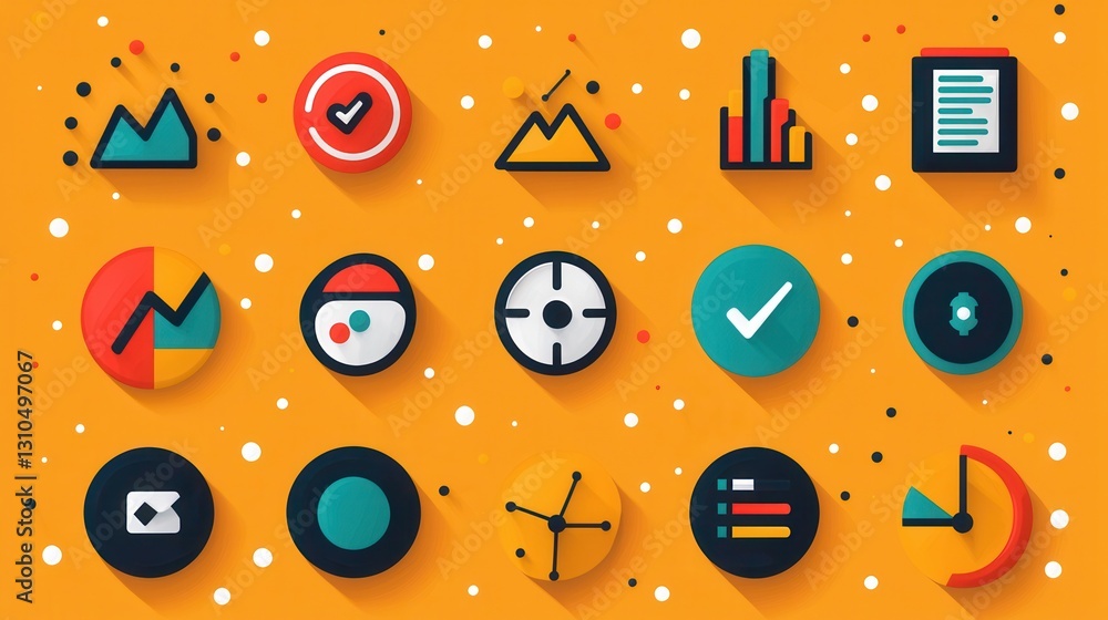 Poster this image showcases a collection of 15 essential data visualization icons and elements for business