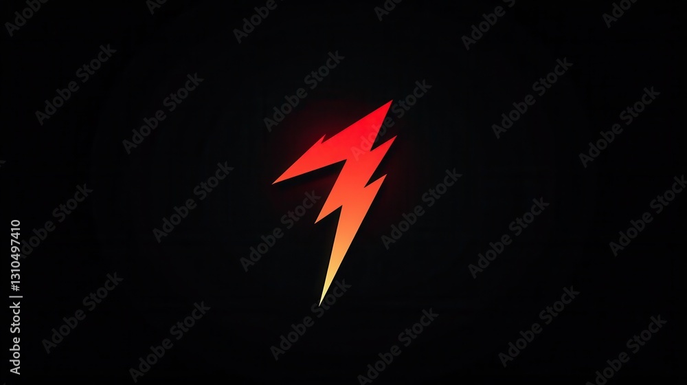 Aufkleber Minimalist red lightning bolt icon on black background displaying bold color contrast that captures attention effectively in modern design