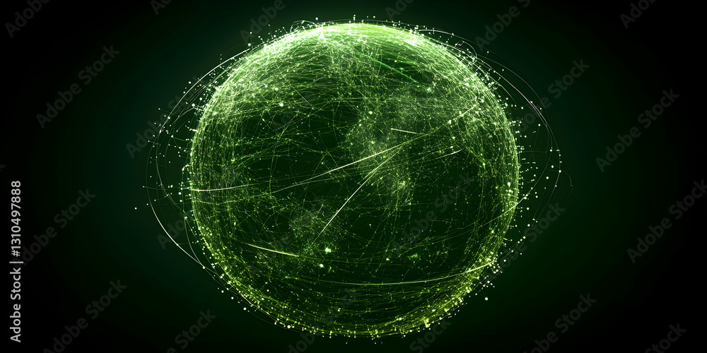 Aufkleber abstract green glowing particle sphere