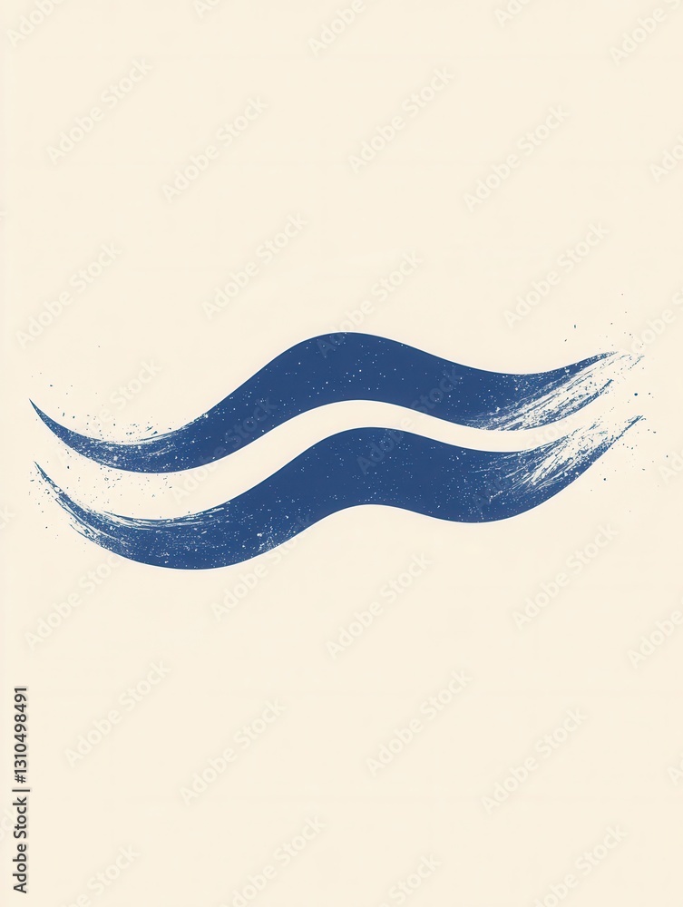 Poster Minimalist icon showcasing a wavy blue line representing calmness in a simple abstract style for decorative purposes in serene environments