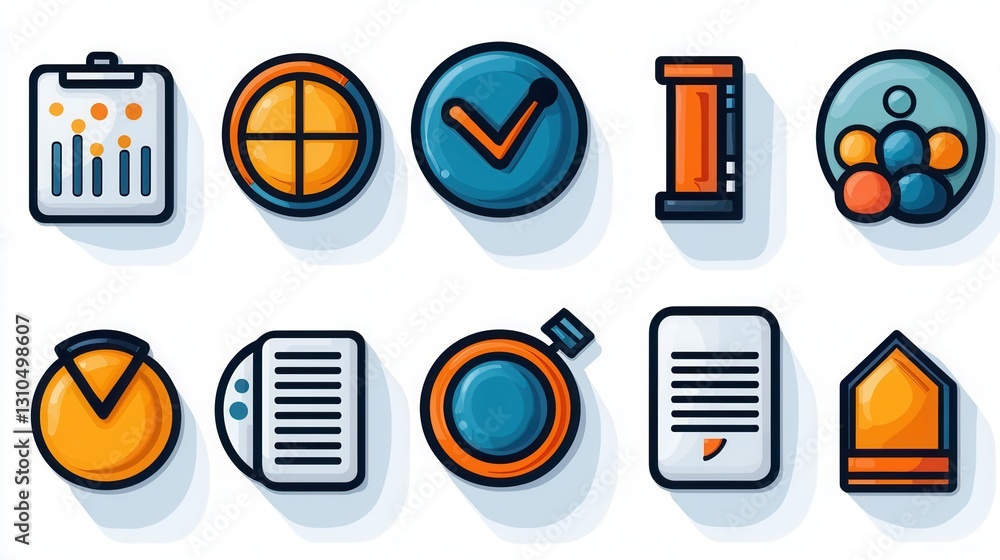 Poster collection of 15 minimalist outline icons for data analytics business reporting performance tracking