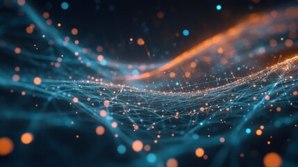 Obraz premium Abstract Digital Background with Colorful Lights and Flowing Lines Representing Data Connections