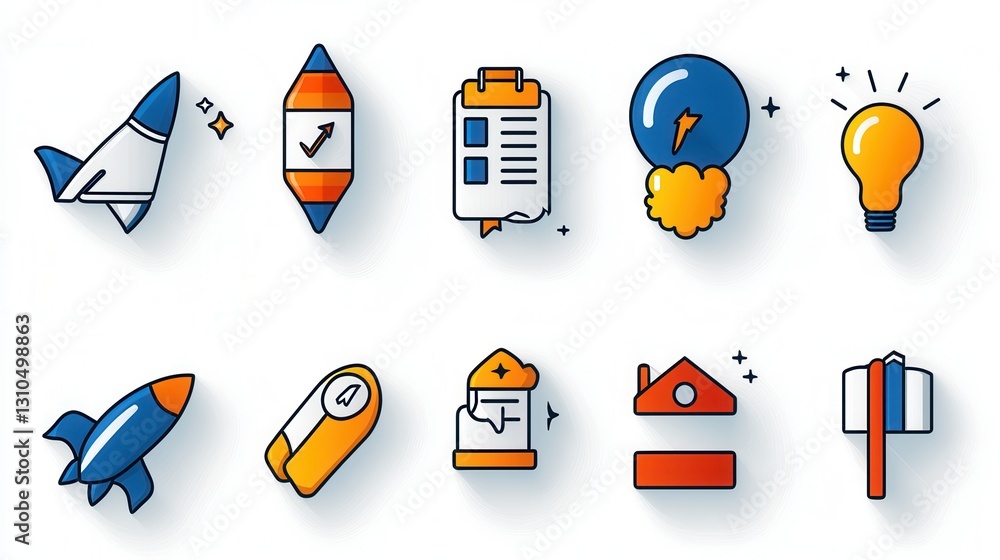 Poster this collection of 15 modern productivity outline icons is designed for user interface and experienc