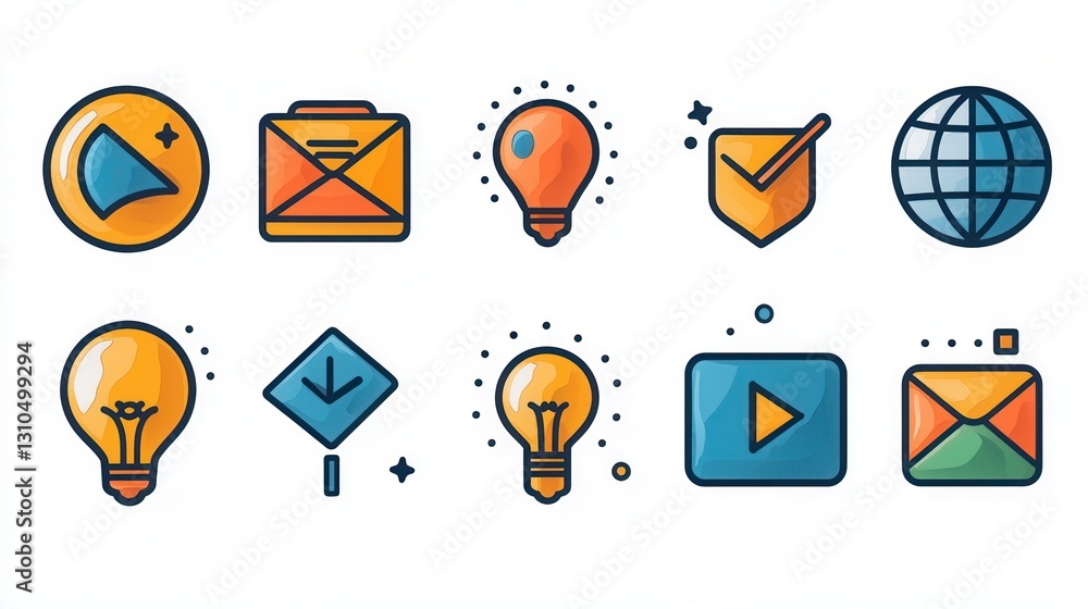 Poster this image showcases a collection of 15 outline icons that visually represent various online digital