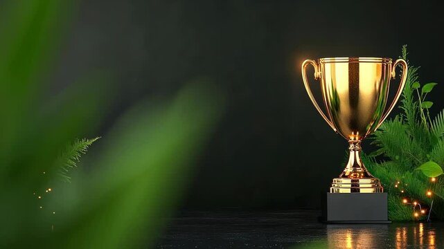 Golden Trophy Award Achievement Success Victory Celebration