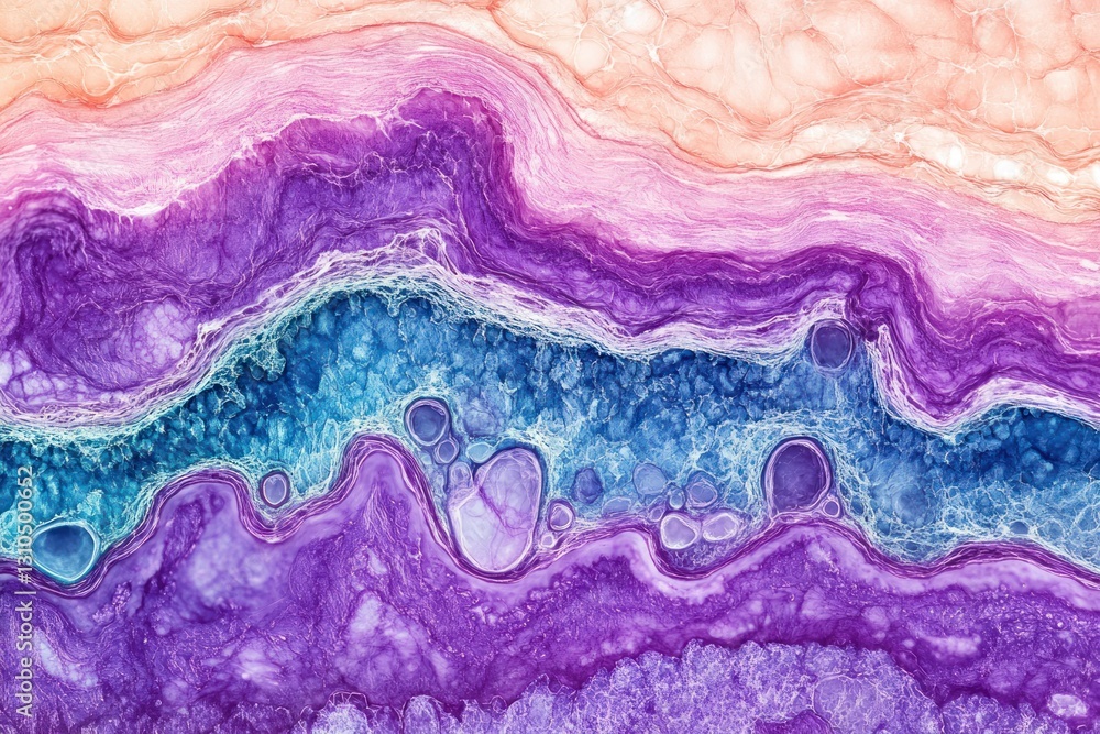 Poster colorful abstract flow of purple and blue with gentle layers and soft textures in background