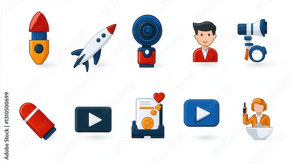 Poster detailed multimedia icon pack with 15 stylish line art symbols for digital products and services thi